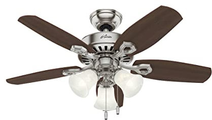Hunter Builder, Indoor, Ceiling Fan, Pull Chain, 42 inch, Brushed Nickel