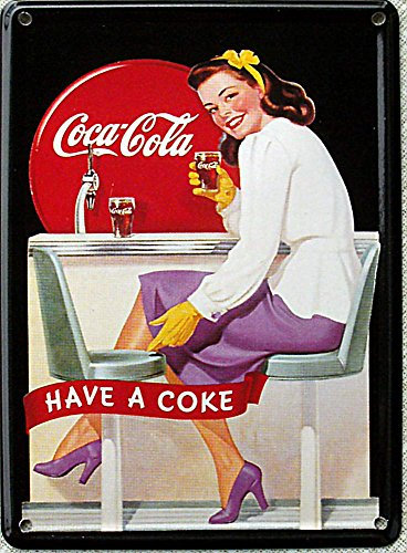 Mini-Blechschild Coca Cola - Diner Girl, 8 x 11 cm