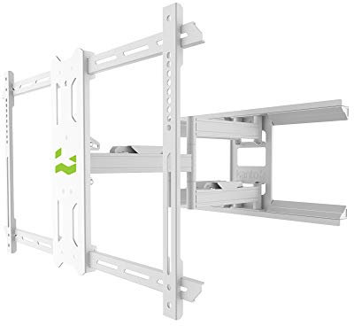 Kanto PDX650W Full Motion Articulating TV Wall Mount for 37-inch to 75-inch TVs | Low Profile with 22 Extension | Integrated Cable Management | Swivel and Tilt Capable | White