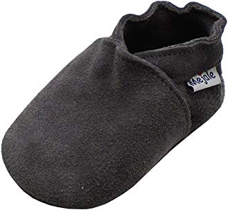 Mejale Weiche Leder Schlüpfen Lauflernschuhe Krabbelschuhe Babyschuhe Mokassin (17/18 EU, Grau, Numeric_17)