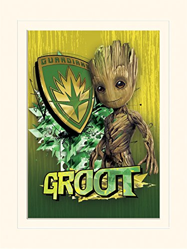 Marvel Comics Die Wächter der Galaxy Vol. 2 'Groot Schild' montiert Drucken, 30 x 40 cm