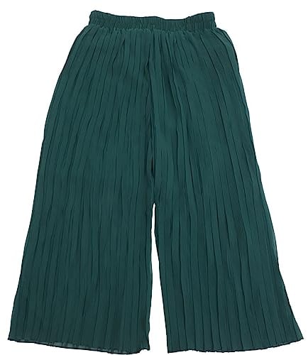 TENDYCOCO Damen elastische Taillenhose Chiffon-Hose mit weitem Bein lose Plissierte Hose mit weitem Bein (grünes L)