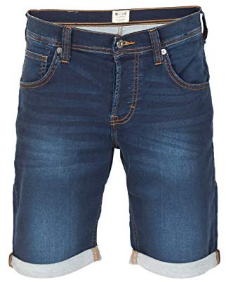 MUSTANG Jeans Shorts Herren Stretch Kurz Regular Fit Chicago Real X Kurze Hosen Sommer Denim Einfarbig Blau w30, Größe:W 30, Farbe:Dark Blue (982)