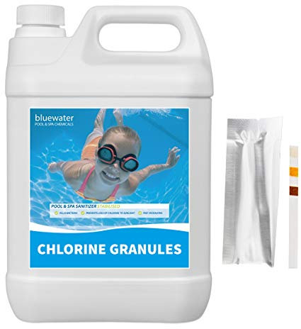 Bluewater Chlorine Granules 5kg Hot Tub Spa Swimming Pool + 10x FREE TEST STRIPS
