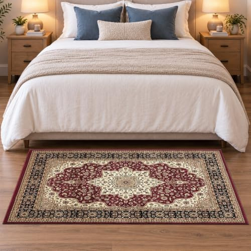 renoazul® Soft Pile Turkish Door Matts Indoor Large - Rome Red Rug - 80 x 150 cm - Washable Large Door Mat, Kitchen Rug Runner and Doormats Inside