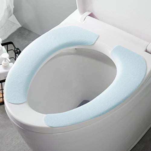 Abcsea 3 Stück Toilettensitzabdeckung, WC Sitz Matte, Warme Toilettensitz, WC Sitzbezüge, Adsorption Toilette Sitzbezug, WC-Sitz Cover, Maschinenwaschbar, Blau