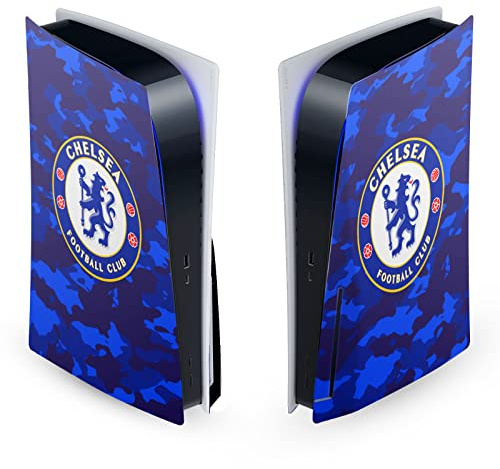 Head Case Designs Offizielle Chelsea Football Club Camouflage Gemischt Logo Vinyl Frontplatte Haut Gaming Aufkleber kompatibel mit Sony PlayStation 5 PS5 Disc Edition Console