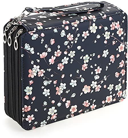 BSTKEY 120 Slots Pencil Holder Pouch Storage Bag, Multifunctional Pencil Wrap Case Organizer with Zipper for Color Pencils Stationery (Plum)
