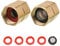 M MINGLE Adattatore per tubo da giardino, da femmina a femmina, raccordi in ottone per impieghi gravosi da 3/4 di pollice con doppio snodo, confezione da 2 con 4 rondelle extra e 1 filtro