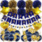 ZERODECO Geburtstagsdeko, Marineblau Gold Geburtstag Partydekoration für Männer Happy Birthday Banner mit Papier Pompons Stern Wimpel Folienballon Geburtstag für Mädchen Junge Frauen