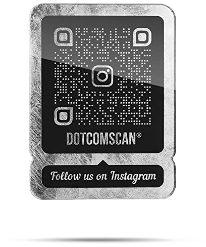 DOTCOMSCAN® AdPlate Pro – Placa de código QR de Instagram Premium Social Media – Lujo Promocional & Soporte de mesa, color plateado, negro, tamaño grande 60 x 45 cm