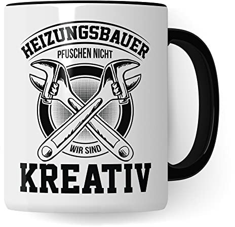 Heizungsbauer Tasse Geschenkidee Heizung Kaffeetasse Geschenk für Heizungsinstallateur Kaffeebecher Heizungsbau Becher (Weiß & Schwarz)