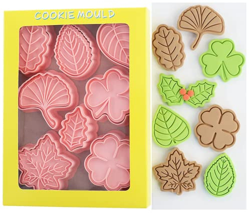Herbst Ausstechformen Ausstecher für Erntedankfest,8 Stück Blätter Keksausstecher Herbst Herbstblätter(Neu),Plätzchenausstecher mit Ahornblatt Eichenblatt für Keks Fondant Backen