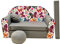 All4All Kindersofa - Klappsofa - Schlafsofa 3in1 - Velo - Spielsofa für Kinder - Sofa zum Aufklappen - mit Pouf - faltbar - zum Schlafen – Schaumstoff Sofa (A33 Grau + Schmetterling)