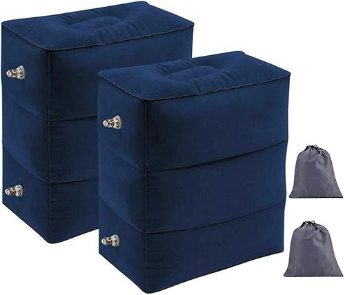 2 Pièces Repose Pieds Gonflable, Mainiusi Repose Pieds Avion, Voyage Oreiller Repose Pieds Coussin, Oreiller de Repose Pieds Gonflable pour le Voyage sur La Voiture, Vol, Train (Noir, 2 Pièces)