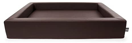 mypado Hundekorb Harko Premium, Kunstleder, Braun auch orthopädisch Größe 80x60 Füllung Visco Schaumstoff