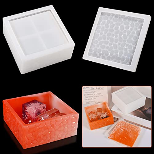 Zayookey Aufbewahrungsbox Silikonform, Quadrat Schachtel Epoxidharz Formen mit Deckel, Storage Box Resin Mold Kubus Dose Gießform Schmuckbox Harzform für DIY Bonbonbehälter Haus Dekoration