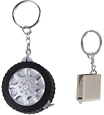 Leadigol Lot de 2 porte-clés à mètre ruban rétractable de 1 m, porte-clés portable, règle à tirer, petit ruban de poche en acier inoxydable