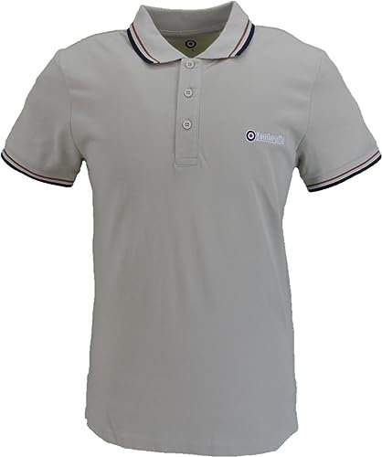 Lambretta Mens Short Sleeve Polo Shirt Silver Linning/Red/Navy Size 2 X Large, XXL