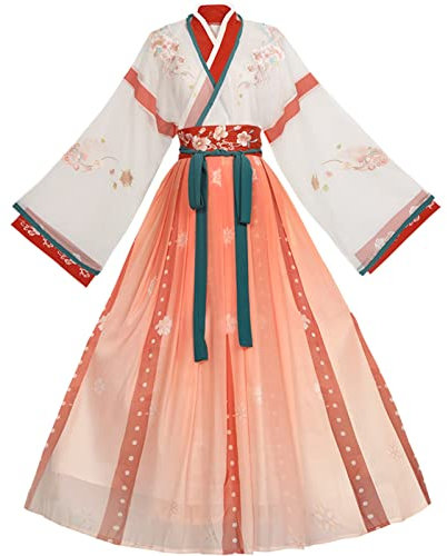 UPCOT Hanfu Chinesische Stil Frauen Hanfu Alte Kostüm Cosplay Stickerei Fairy Rock Bühne Make-up Set (Color : White, Größe : L)