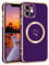 DOMAVER Case for iPhone 12 Case [Compatible with mag-safe] Luxury Gold Heart Design Slim Shockproof Soft TPU Cover for Girls Women Men,Protective Magnetic Phone Case for iPhone 12 6.1inch,Purple