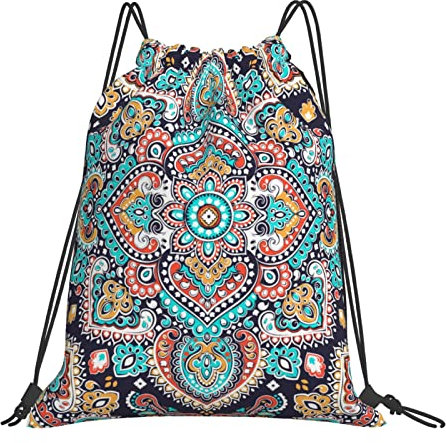 SJOAOAA Borsa con coulisse mandala, per donne e uomini, zaino con coulisse, borsa a cordoncino, borsa da palestra, regalo per yoga, scuola, nuoto, spiaggia, Mandala1, Taglia unica