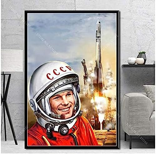 BOBSLA Poster Space Heroes Yuri Gagarin Poster Vintage Poster Wandkunst Leinwand Malerei Poster Und Drucke Home Decor 50X70Cm Kein Rahmen