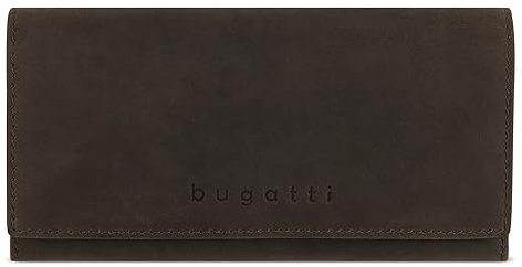 bugatti Luca Lange Damenbörse mit Überschlag aus Leder, Geldbörse mit RFID-Schutz, braun