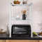Mensola Salvaspazio Estensibile Porta Microonde in Acciaio, Scaffale Cucina doppio con 2 ripiani Portaspezie, Mobile Organizer con Ganci e Piedini Antiscivolo,Moderno-40/64*36,5*78 cm--Bianco