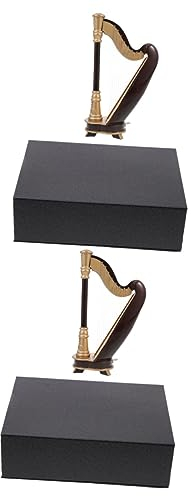 ifundom 2 Sätze Harfe-Modell Harfenmodell Als Geschenk Mini-harfenspielzeug Harfe-Statue Mini-harfenornament Desktop-harfenmodell Daumen Harfe Mahagoni- Kind Schreibtisch Saiten (kleber)