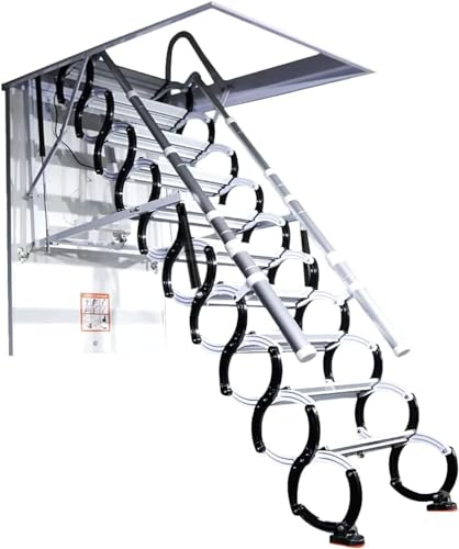 Electric Loft Ladder Alloy steel Remote Control Attic Stairs Telescoping Ladder Ceiling Folding Ladder Pull Down Attic Ladder Stealth