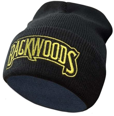 FEIRUIJI Unisex Backwoods Mützen Backwoods Beanie y2k Beanie Hip Hop Mützen Strickmützen Wintermützen für Männer Frauen, Goldfarbenes Logo, M