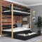 N-wood N03 Cama litera con cajón 90x190 cm, 100% Madera Maciza, Cama Alta para niños y Adultos, Escalera Universal, 2 somieres incluidos, Sin Tornillos salientes, Hecho a Mano, Roble Negro
