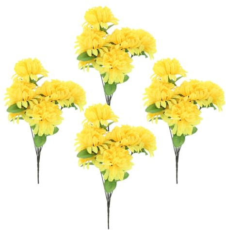 FUNOMOCYA Künstlicher Chrysanthemen Blumenstrauß Für Uv-beständig Realistische Dekoration Für Friedhof Und Gedenkstätte Für Dauerhafte Erinnerungen