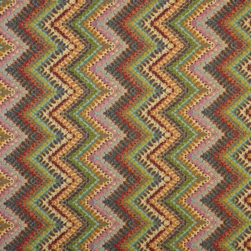 Kt KILOtela - Jacquard-Stoff für Stühle, Kissen, Kopfteil, Sofa, strapazierfähig, Nähen, 100 cm lang x 280 cm breit, Zickzack-Muster, mehrfarbig