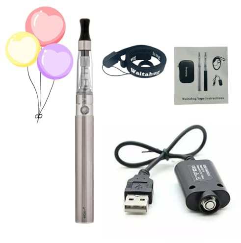 Einzelverpackung eGo T E zigarette starterset, vape aufladbar 1100mAh eGo-T Akku, 1,6ml Kapazität CE4 Verdampfer, ezigarette, e vape ohne nikotin aufladbar,Kein E-Liquid Kein Nik (Stahlfarbe)