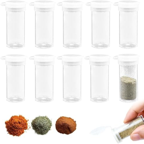 Lot de 10 mini salières et poivrières en plastique avec couvercle pour les déplacements, les voyages, le camping