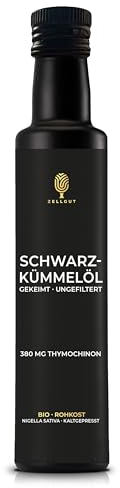 ZELLGUT© Bio SCHWARZKÜMMELÖL 250ml | rein, schonend kaltgepresst, GEKEIMT & nativ | aus original ägyptischem Schwarzkümmel | Frischegarantie: direkt vom Hersteller | 380 mg THYMOCHINON