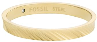 Fossil Damen-Edelstahlband Ringe, 8, Senfgold