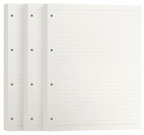 Simpolor A4 Nachfüllblock, 3 Packungen Nachfüllpapier, 135 Blatt /270 Seiten Nachfüllpapier 4-Loch gestanzt für 4-Ring Binder, Ordner, nachfüllbares Notizbuch und Planer - liniertes Papier