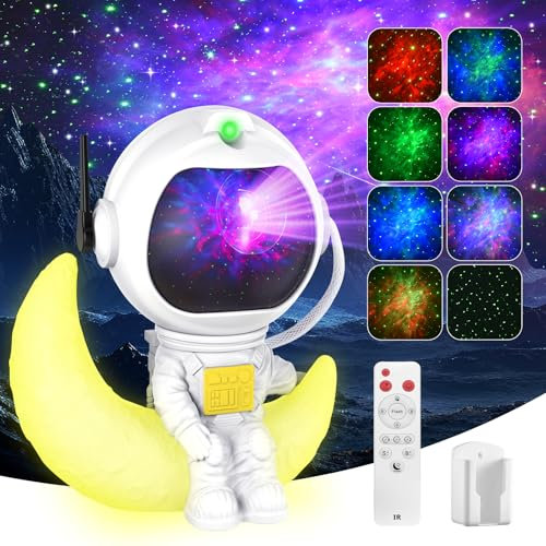Proiettore Stelle Galassia Universo Astronauta Proiettore Luce Notturna LED Cadrim 24 Effetti 3 Modalità Altoparlante Bluetooth Rotabile Rimovibile Telecomando Manuale Timer Memoria Luce Notte Bambini