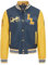 Infinity Leather Letterman-Bomberjacke aus Baseball-Leder in Blau und Gelb für Herren