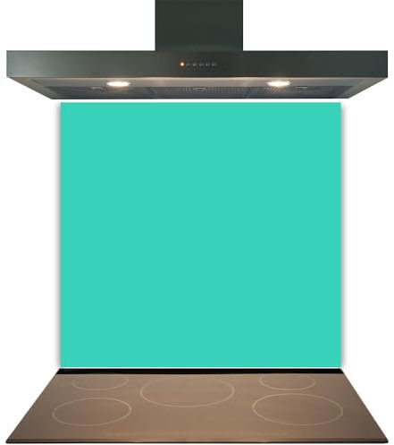 C2G Coloured Toughened Glass Splashback for Kitchen, Tempered Heat-Resistant Glass Splashbacks with Polished Edges for Cooker and Hob Backsplash (Aqua Marine, 60 x 70cm)