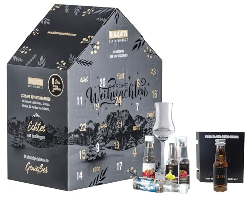 DOLOMITI Adventskalender Haus 2025 – befüllt mit Schnäpsen, Gin & Likören | 24 Genussmomente | Premium Spirituosen Kalender