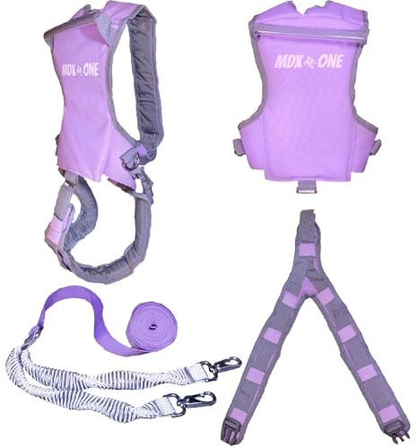MDXONE Skitrainer für Kinder, mit absorbierenden Spanngurten, 2,7 m Seil und abnehmbarem Sitzgurt, Lavendelfarben