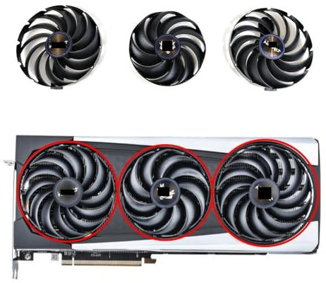 QKFTCSDW Ventola GPU Sapphire RX6900 XT da 87MM 95MM Compatibile con Il Raffreddamento della Scheda Grafica Nitro + AMD Radeon RX 6700 6800 6900 XT(Noir)