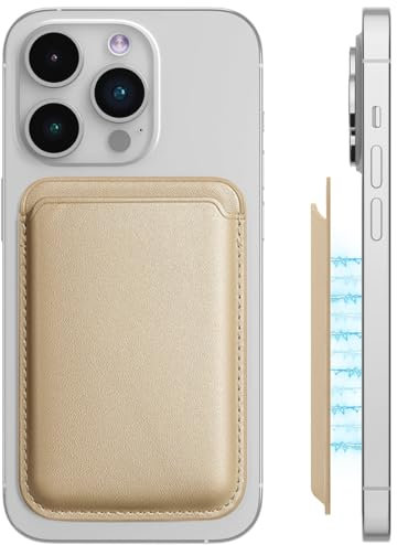 LYQNIHOB 1 pièce Portefeuille magnétique pour iPhone, Porte Carte iphone, Porte-Cartes en PU, Doté d'un porte-cartes et d'un système RFID aimant, Conçu en PU en Cuir Végan, pour Maintien 2 Cartes, or