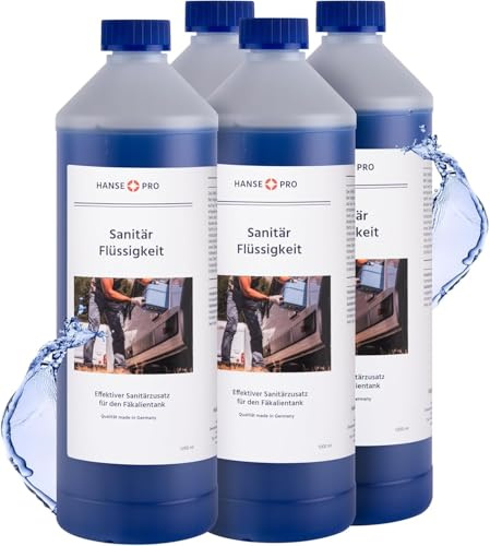 HANSE PRO Sanitär Flüssigkeit für tragbare Toiletten – Effektiver Geruchsstopper & Hygienereiniger – 4x1L Konzentrat – Antibakteriell & geruchsneutral – Ideal für Camping & Freizeit