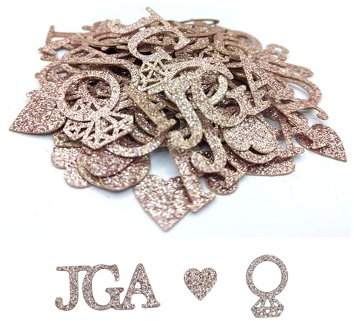 JGA Deko Rosegold Tischdekoration Konfetti Glitzer Hochzeit Tischdeko Team Braut Party Dekorative Accessoires Herz-Diamantring-JGA Junggesellinnenabschied Frauen Party Tisch Deko
