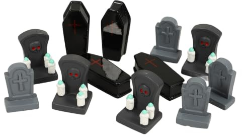 Housoutil Halloween Grabstein Miniatur Dekoration Set 3.9X1.6X1.1 Zoll Kunstharz Sarg Grabstein Ornament Für Friedhof Halloween Party Tischdeko